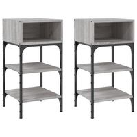pack 2 uds mesitas noche  mesa auxiliar  mesilla madera ingenieria gris sonoma 35x345x70 cm