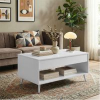 mesa de centro con tablero elevable de color blanco