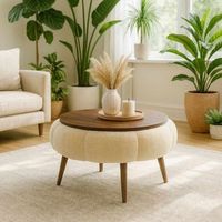 mesa baja de madera papatya 60 - 60 x 60 x 44 cm - crema