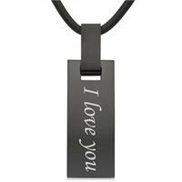 colgante de acero inoxidable grabado laser y cadena de caucho