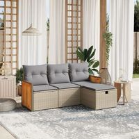 conjunto de sofas jardin con cojines beige mezcla 4 uds  mueble jardin mesa y sillas ratan pe cfw112840