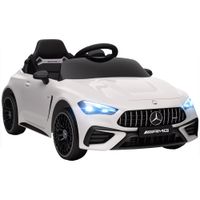 aiyaplay coche electrico infantil diseno mercedes motores 12v control remoto luces led musica para ninos de 3-6 anos blanco   aosom espana