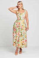 limited collection vestido largo verde de flores tirantes anudables mujer curvy y tallas grandes limited collection