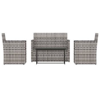 Muebles De Jardín Con Cojines 4 Piezas | Mobiliario De Jardín Ratán Sintético Gris