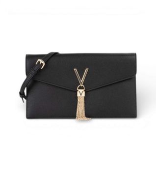 Valentino para mujer. VBS9XJ17 Bolso bandolera con detalle metálico negro (OSFA), Casual, Poliuretano