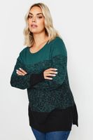 yours jersey de punto verde mar y negro degradado mujer curvy y tallas grandes yours