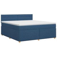 cama tapizada 202x182x88 cm tejido - azul