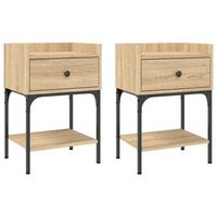 mesita noche 2 uds madera ingenieria roble sonoma 405x31x60 cm vidaxl