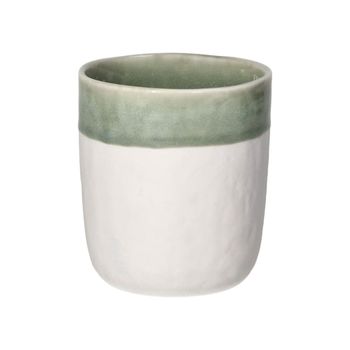 Vaso de porcelana blanca y verde pálido d8