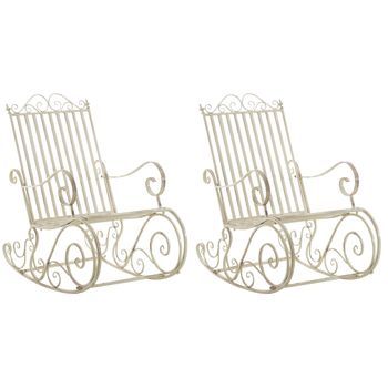 Set De 2 Mecedoras De Hierro Smilla Metal Crema Antiguo 90x56x94 Cm Clp