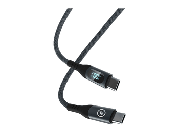 Cable USB-C - Muvit For Change MCUSC0054, 1.2m, a USB-C, 100W, Pantalla LCD, Gris