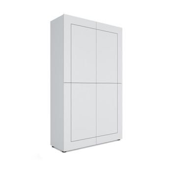Armario alto 4 puertas 100x35x165 cm efecto madeira blanco brillante