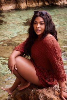Yours Jersey Crochet Terracota, Mujer Curvy Y Tallas Grandes, Yours