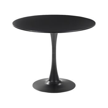 Mesa De Comedor Negra Base Metal 90 Cm 4 Plazas Industrial Minimalista Cocina Boca