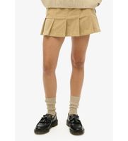 superdry para mujer w7210244a minifalda plisada de pana con logotipo vintage logo beige m casual algodon