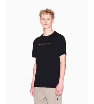 A|X Armani Exchange para hombre. XM002827AF12308UC001 Camiseta regular negro (S), Casual, Algodón, Manga corta