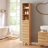 armario alto de bano epind 180x33x30 cm bambu encasa