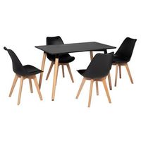 conjunto de mesa rectangular pia de 120cm y 4 sillas nora negras