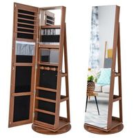 gabinete de joyeria giratorio de 360 con luces led de tres colores gabinete de espejo de madera independiente