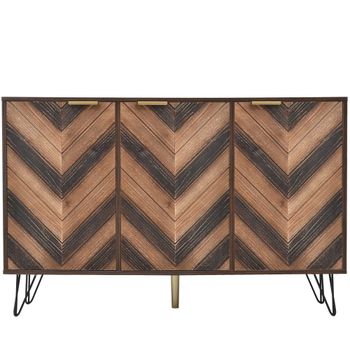 Mueble de TV moderno de madera con diseño de chevron