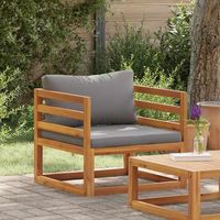 silla de jardin  silla de exterior  sillon con cojines gris oscuro madera maciza acacia