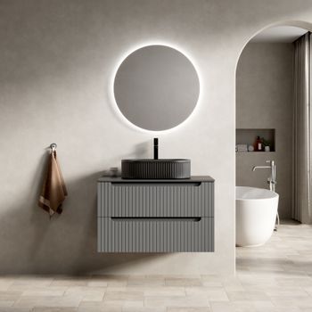 Mueble De Lavabo Suspendido - Mueble De Baño - Contrachapado - Gris Oscuro (80x46x62.2cm)