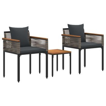 Juego De Muebles De Exterior | Mobiliario De Jardín Gris Y Gris Oscuro Ratán Sintético