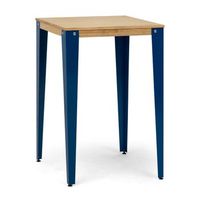 mesa lunds alta 59x59x110cm azul en madera maciza de pino acabado natural estilo nordico industrial box furniture