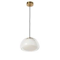 lampara colgante acabado dorado metal y vidrio transparente o25 cm