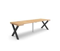 mesa consola extensible mesa comedor plegable 262x90x73cm para 12 comensales patas madera maciza estilo moderno roble