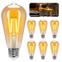aigostar st64 bombilla edison estilo vintage bombilla led e27 casquillo gordo 10w equivalente a 77w bombilla de filamento led blanco calido 2200k angulo de haz 360 no regulable pack 6 uds