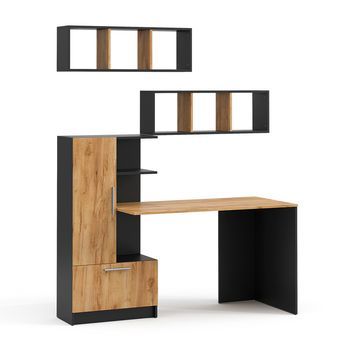 Conjunto De Escritorio Tomy 150 X 59 Cm Juego De 3 Como 2 Estantes+escritorio Vicco