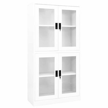 Armario Oficina Acero Vidrio Templado Blanco 90x40x180 Cm Vidaxl