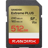 tarjeta sd sandisk extreme plus sd uhs-i 512gb 240mbs u3 v30