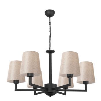Lámpara De Techo Profil-4644 Crema Negro Metal Tela Diámetro 80x80 Cm