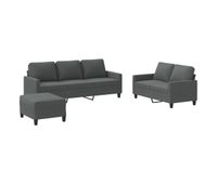 vidaxl juego de sofas con cojines 3 piezas tela gris oscuro