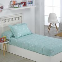 edredon ajustable cama juvenil e infantil relleno 350gr diseno estrellas agua color agua talla cama 105