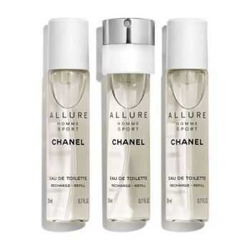 Allure Homme Sport Eau De Toilette Vaporizador De Viaje Recargable 3x20ml Recarga