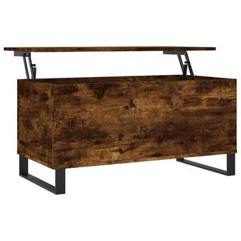 Mesa De Café | Mesa De Centro Madera Contrachapada Roble Ahumado 90x44,5x45 Cm