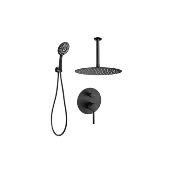 Conjunto De Ducha Empotrada Techo Monomando Boracay Negro Mate Ø 20cm