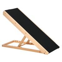 pawhut rampa plegable para perros y gatos de madera con 4 niveles de altura ajustable y alfombra antideslizante 90x40x61 cm natural   aosom espana