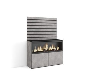 Aparador | con almacenamiento | 107x145x35 cm | dormitorio, habitación | chimenea eléctrica xxl | estilo moderno | cemento