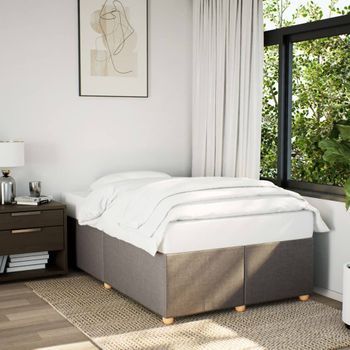 Cama De Matrimonio | Cama De Adulto | Estructura De Cama Sin Colchón Tela Gris Taupe 120x190 Cm Cfw340989