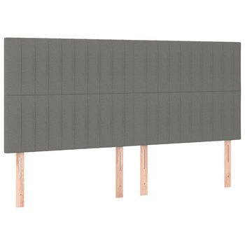 Juego De 4 Cabeceros Cama | Panel De Cabecera De Tela Gris Oscuro 80x5x78/88 Cm