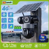 camara solar v380 pro 4g con tarjeta sim para exteriores 12mp 3 lentes 3 pantallas deteccion de movimiento pir zoom 10x resistente al agua ip66 vision nocturna a color proteccion de seguridad