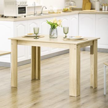 Mesa De Comedor De Melamina De Madera Homcom 120x69x75 Cm-roble