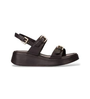 Wonders para mujer. AT-1057 Sandalias de Piel Soft Balance negro (40), 3 a 5cm, Hebilla, Casual
