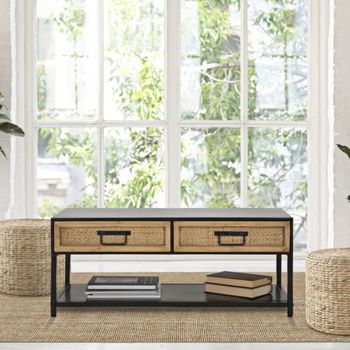 Mueble de tv de madera marrón y metal negro 95x38x38 cm