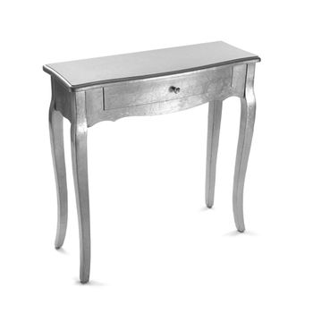 Consola recibidor con cajón en madera aglomerada plateado