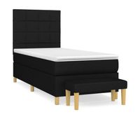 cama box spring con colchon tela negro 100x200 cm bloques con cuadros